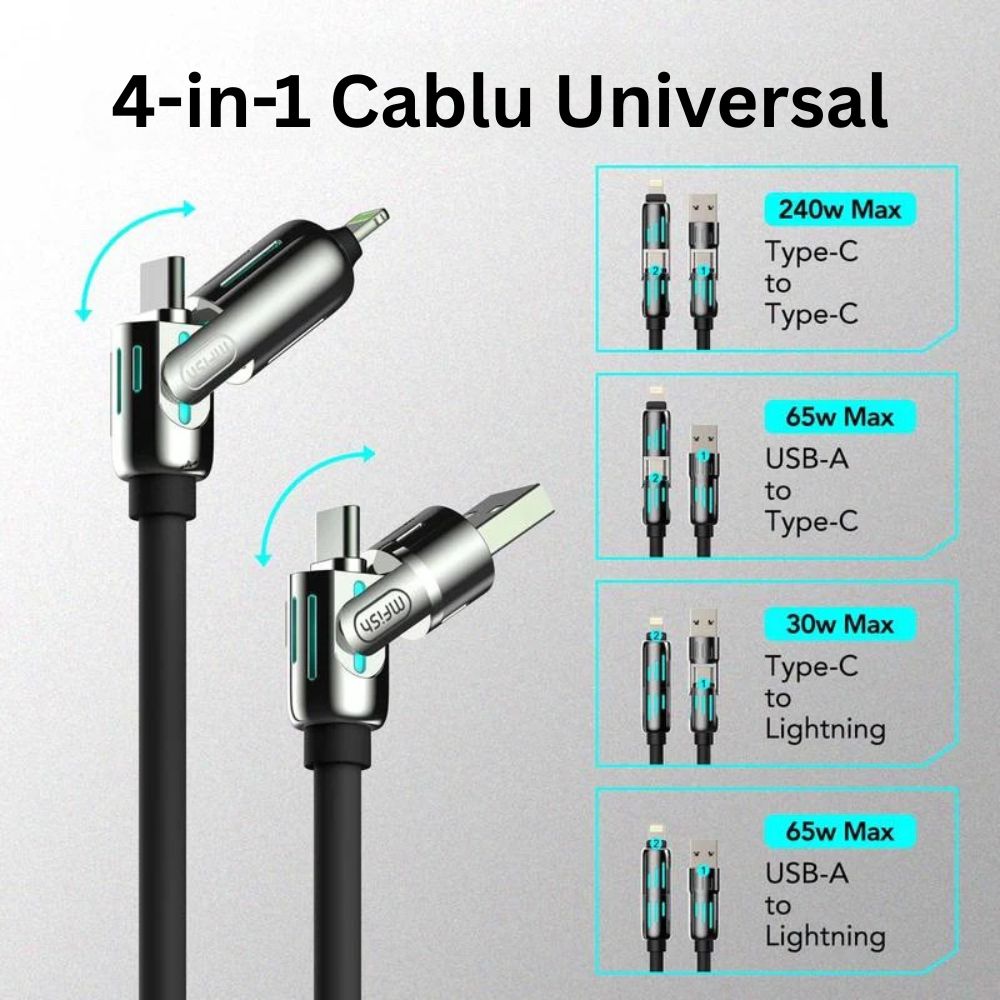 Cablu Universal 4-in-1 Multi USB, TypeC, Lightning, lungime 1.5 m