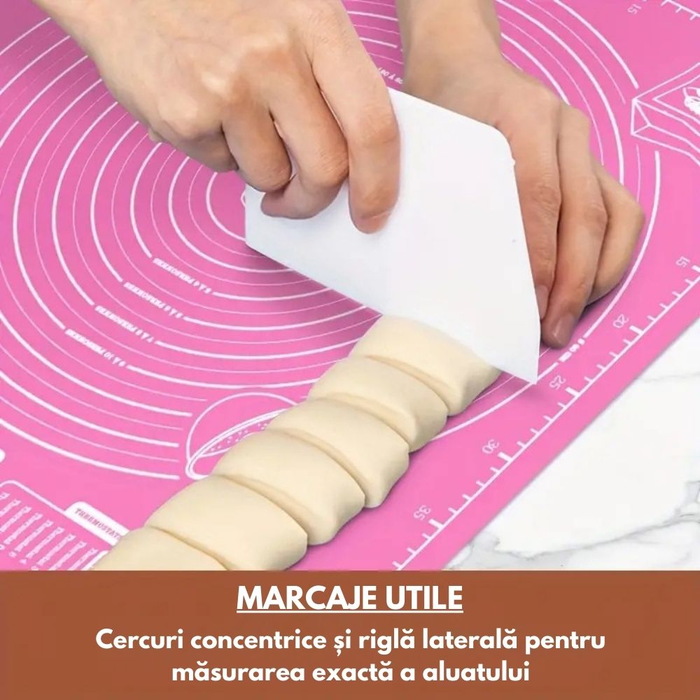 Covoraș din silicon antiaderent pentru frământat și întins aluat