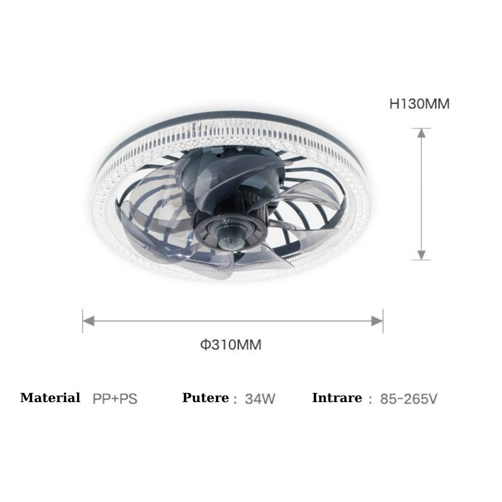 Lampă de Tavan cu Ventilator și Telecomandă
