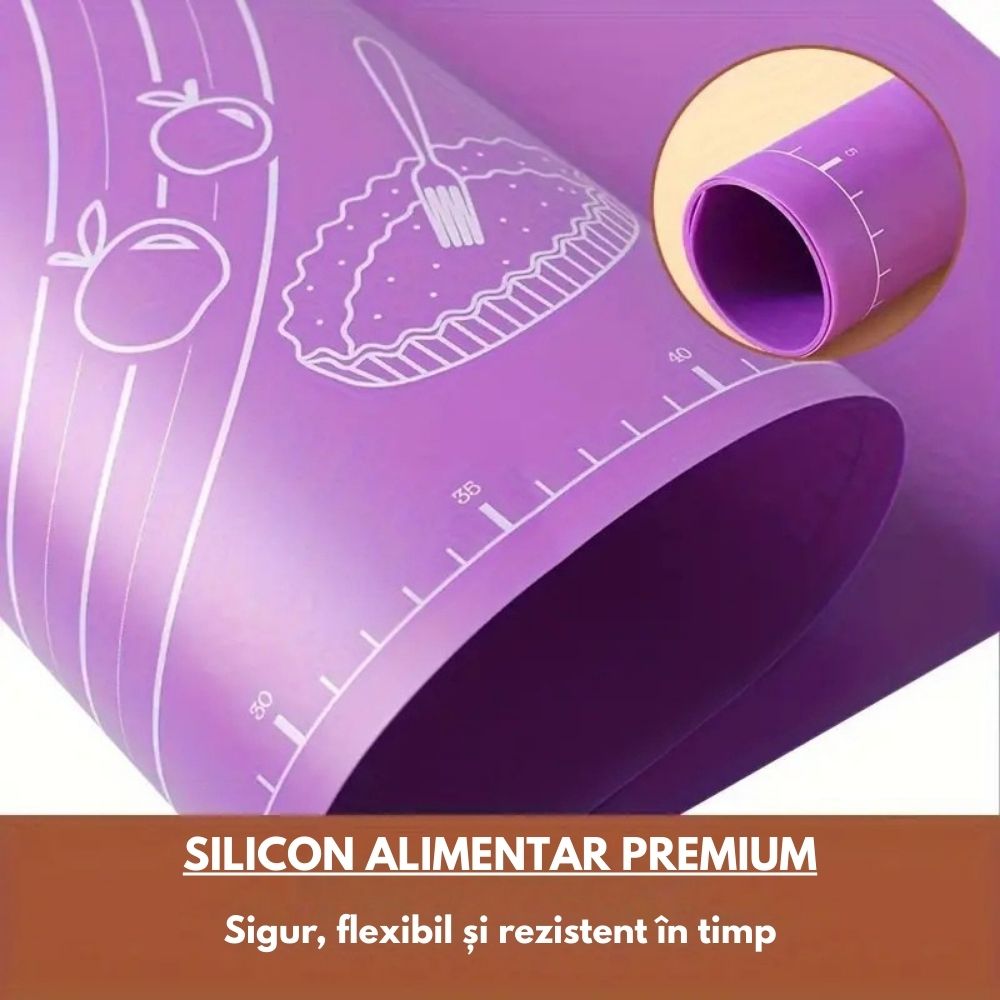 Covoraș din silicon antiaderent pentru frământat și întins aluat