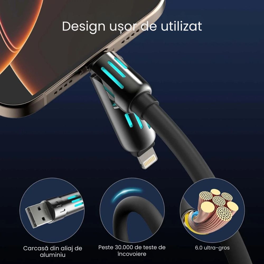 Cablu Universal 4-in-1 Multi USB, TypeC, Lightning, lungime 1.5 m